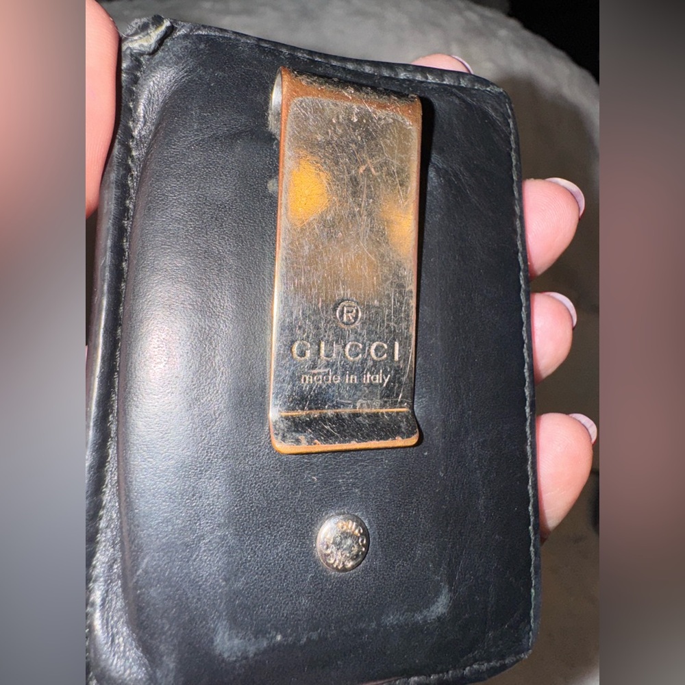 Gucci Men’s Black Leather Card & money Holder with additional pocket & belt clip - Picture 5 of 10